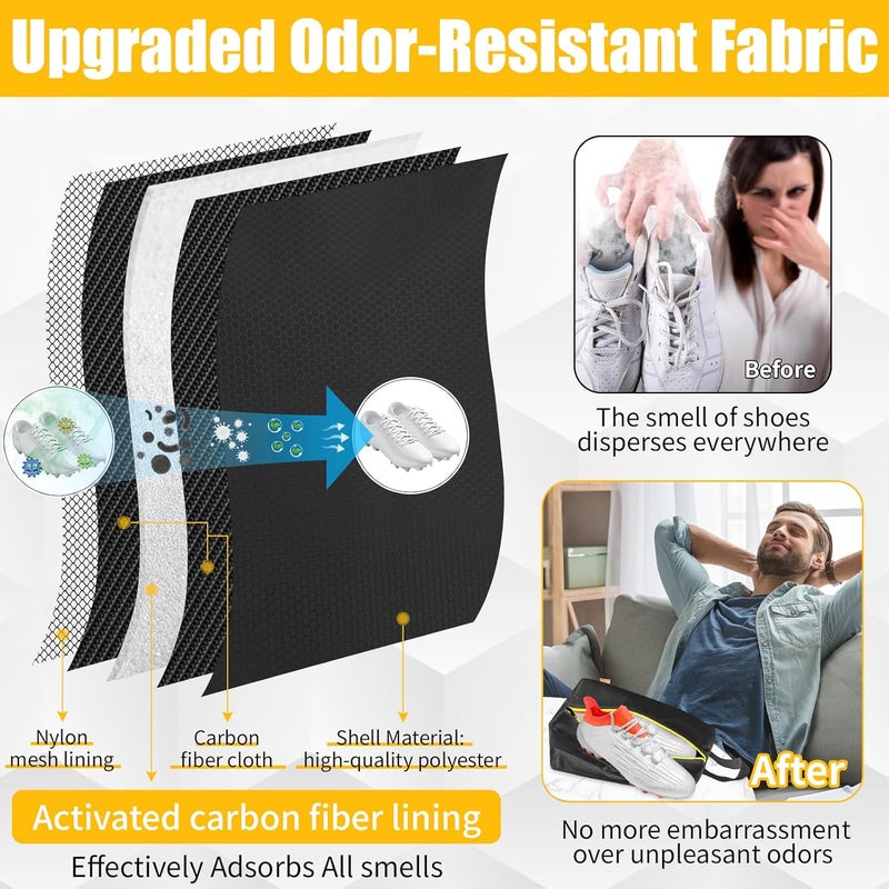 SelfTek Smell Proof Shoe Bags for Travel - Cleat Bags for Sports Smell Proof, Water-Resistant Travel Shoe Organizer with Active Carbon Fabric, Lightweight Gol-f soccer cleats Shoe Bag - Image 3